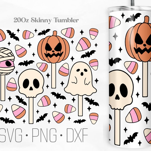 Sweet And Spooky Tumbler 20oz svg, Halloween Candy svg, Funny Skeleton, Spooky Season Skinny Tumbler 20oz, Svg,Png, DXF files for Cricut