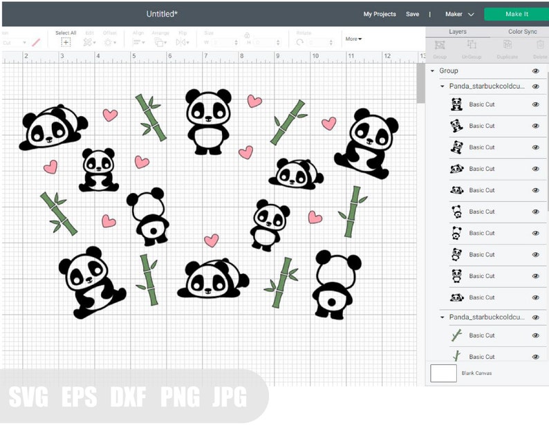 Panda Full Wrap Svg Panda Bamboo Svg Rolling Panda SVG 24oz - Etsy