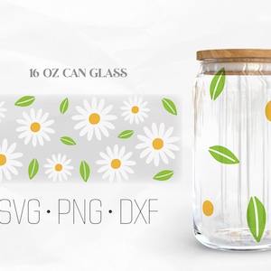 Daisy Can Glass Wrap Svg, Flower Libbey Glass Svg, Floral Wrap Svg ...