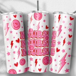 Retro Nurse Png, Boho Nurse Png, Sublimation Designs, Skinny Tumbler 20oz, PNG File Digital Download