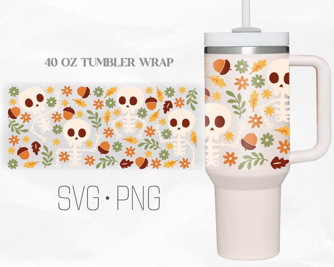 Skeleton Halloween Tumbler Wrap Svg Autumn Fall Svg Fall Etsy