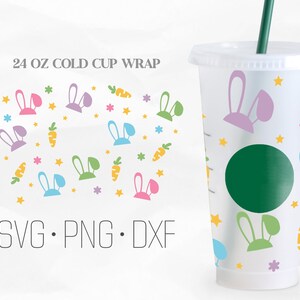 Happy Easter Full Wrap Cup Svg, Easter Rabbit SVG, Full Wrap Easter SVG, Venti cold Cup 24 Oz, Svg, Png, DXF files for Cricut