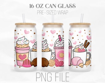 Cafecito Y Chisme Can Wrap Png, Coffee and Gossip 16oz Libbey Glass Can Tumbler Sublimation Design Digital Png File