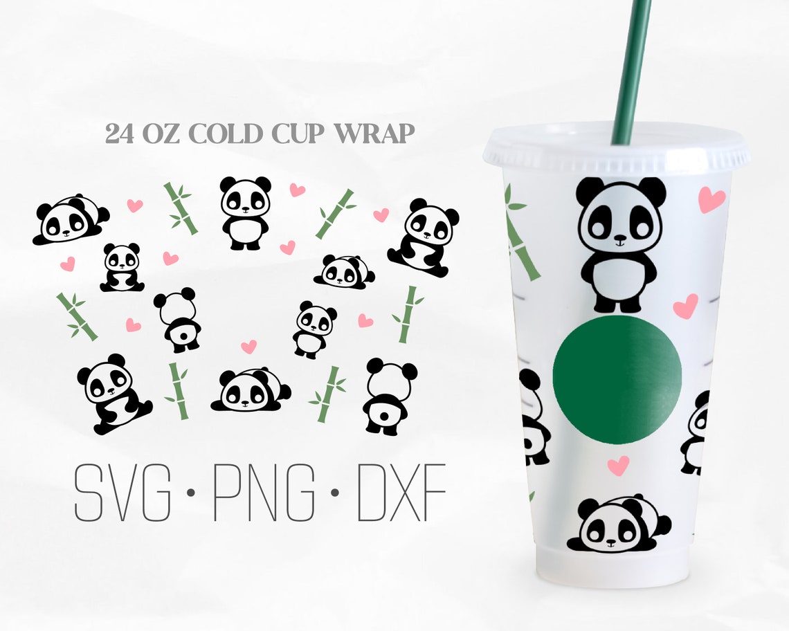 Panda Full Wrap Svg Panda Bamboo Svg Rolling Panda SVG 24oz - Etsy
