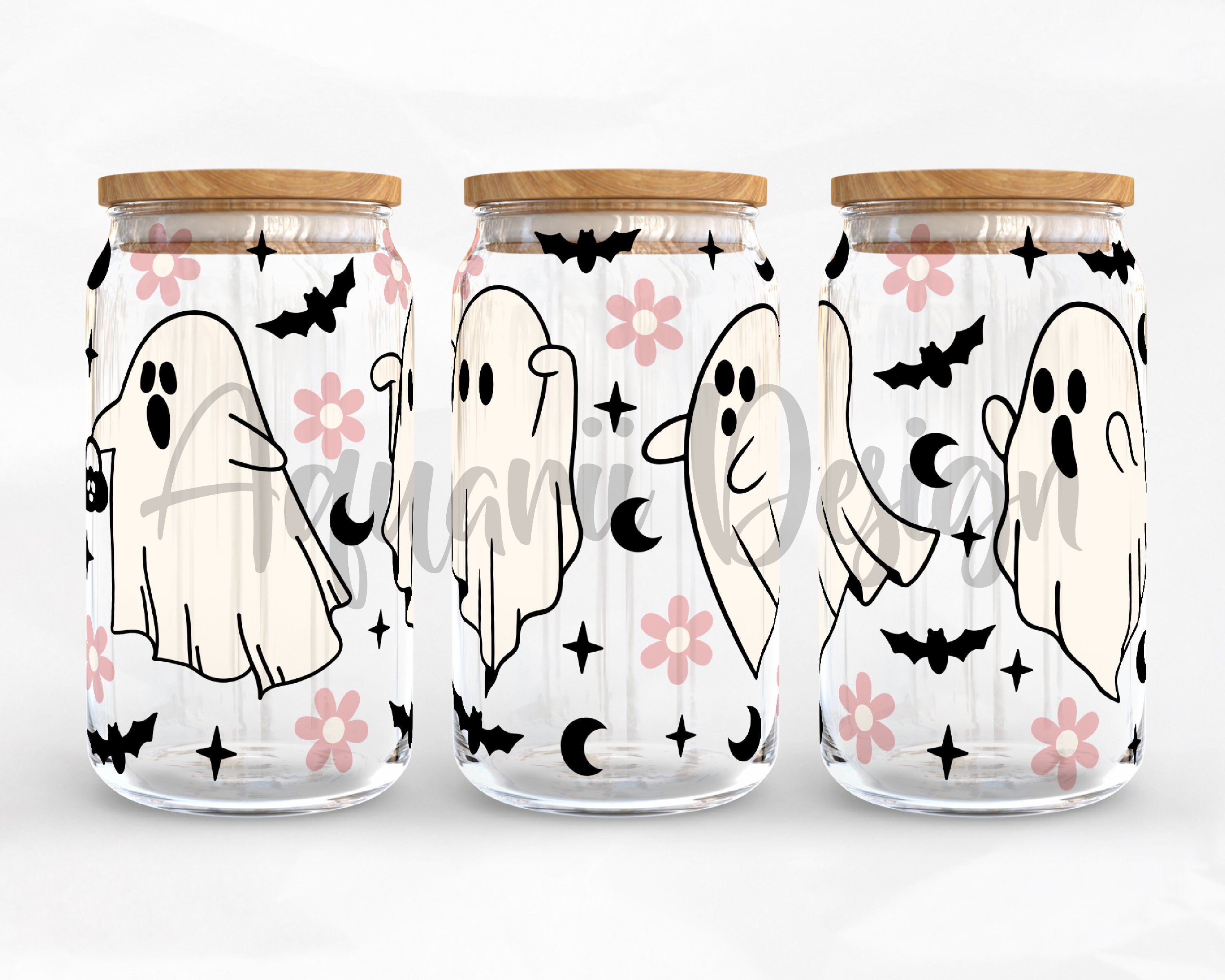 Cute Ghost Can Glass Wrap Svg, Retro Halloween Svg, Spooky Libbey Glass ...