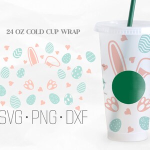 Bunny Easter Egg Full Wrap cup SVG, Cold Cup 24 Oz, Svg, Png, DXF files for Cricut