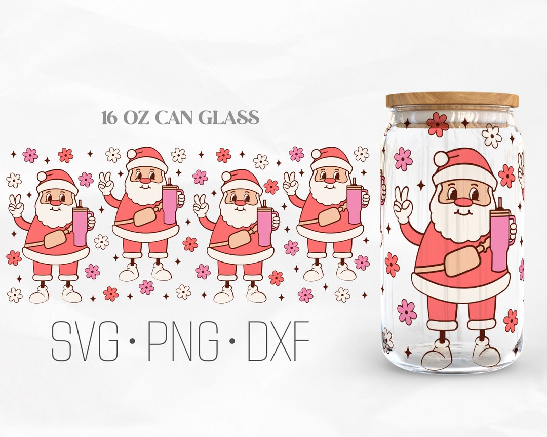 Retro Santa Claus Can Glass Wrap Svg, Christmas SVG, Snack Svg, Funny ...