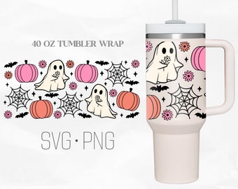 Spooky Season Tumbler Wrap, Kürbis Geist, Halloween svg, gruseliger Geist 40 Oz Quencher Stanley Full Wrap, SVG, Png, Dateien für Cricut