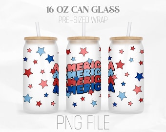 4th of Juli Can Wrap Png, Amerika Png, Patriotisch, Unabhängigkeitstag Png 16 Unzen Libbey Glass Dose Tumbler Sublimation Design Digital Png File