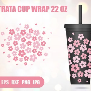 Sakura Flower Strata Svg, Flower svg, Floral Spring Strata svg, Strata 22 oz Cup, Svg, Png, DXF Dateien für Cricut