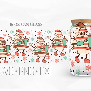 Christmas Tree Cakes Can Glass Wrap Svg, Christmas Cake Svg, Boojee Christmas Libbey Glass, 16oz Can Wrap, Svg, Png, DXF files for Cricut
