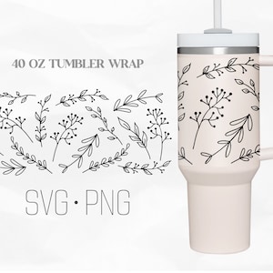 Wildflowers Tumbler Wrap Svg, Flower svg, Floral 40 Oz Quencher Stanley Full Wrap, Svg, Png, DXF files for Cricut