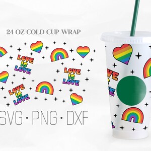 Love is Love Full Wrap Svg, pride svg, Venti Cold Cup 24 Oz, Svg, Png, DXF files for Cricut