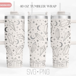 Boho Crystals Engraved Tumbler Wrap Svg, Celestial svg, 40 Oz Tumbler Wrap, Digital Download, Svg, Png