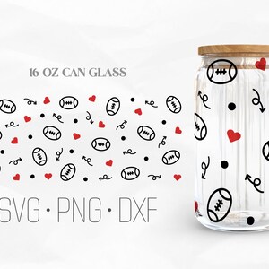 Football Can Glass Wrap Svg, Football Libbey Glass svg, football mom svg, 16oz Libbey Wrap Svg, Svg, Png, DXF files for Cricut