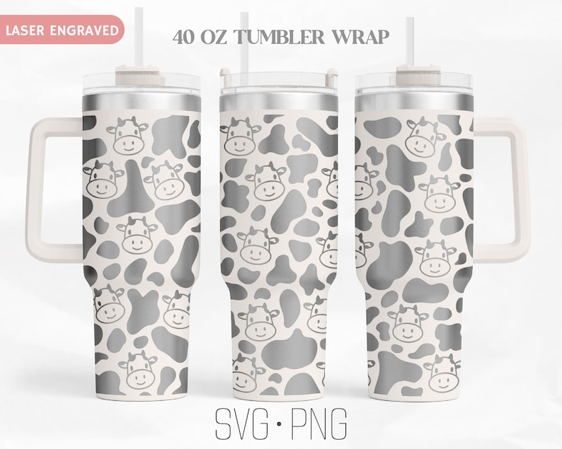Cow Laser Engraved Tumbler Wrap Svg, Cow Head Svg, Animal Print 40 Oz ...