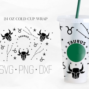 Taurus Full Wrap cup, zodiac svg, Horoscope Wrap Svg, Zodiac Signs, Astrology SVG, Cut files for Cricut