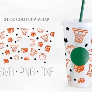 Basketball Full Wrap Svg, Basketball Wrap Svg, Sport svg, Venti Cold Cup 24 Oz, Svg, Png, fichiers DXF pour Cricut