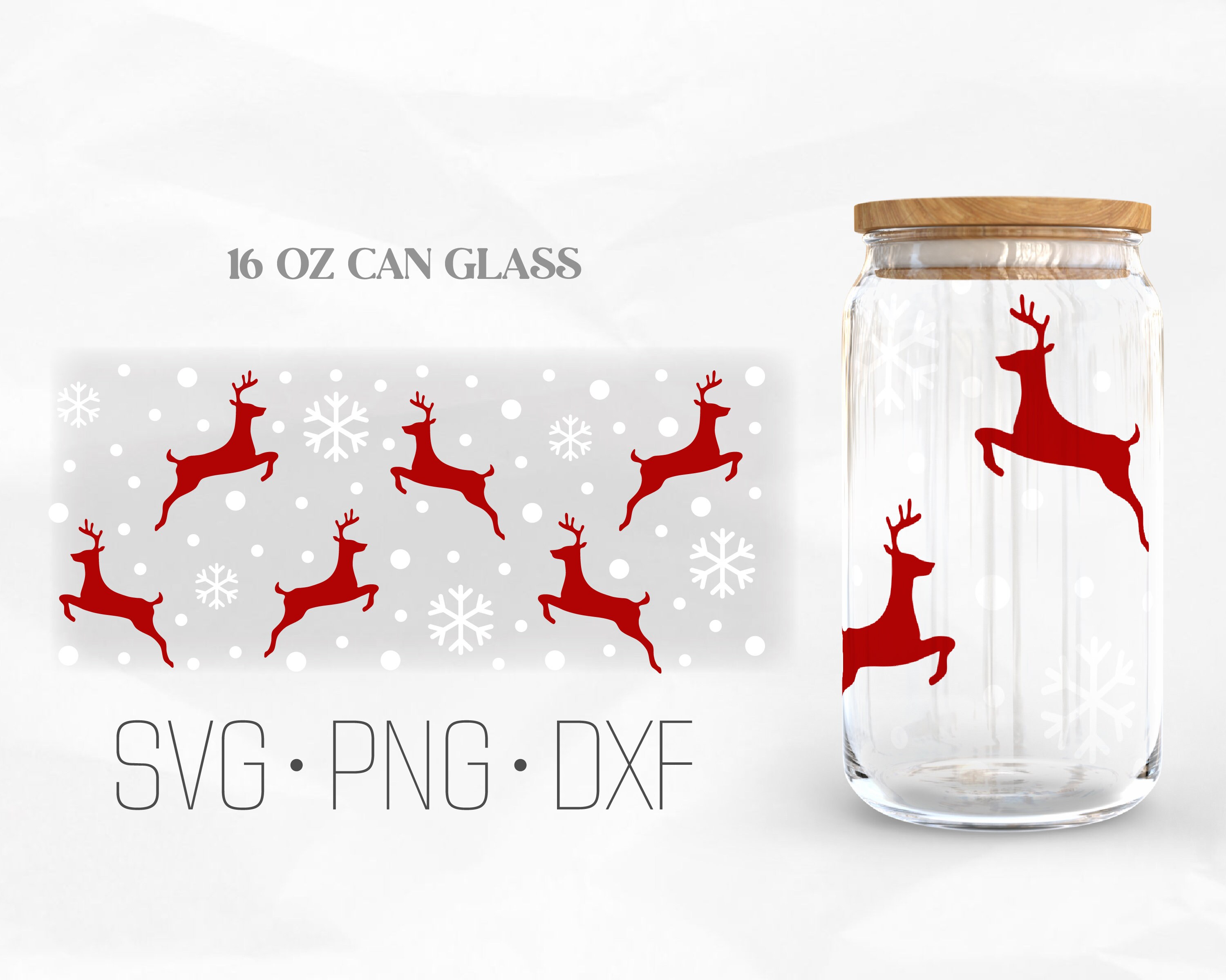 Line Art Reindeer Glass Cup, Libbey, Christmas, Personalized Clear Gla –  Simply Perfect Designs
