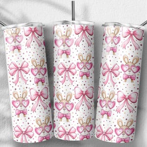 Easter Bunny Coquette Tumbler Png, Coquette Bow png, Girly Easter png, Skinny Tumbler 20oz, PNG File Digital Download