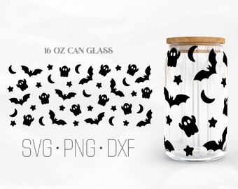 Bat Halloween Can Glass Wrap SVG, Halloween Libbey Glass SVG, Halloween svg, bat svg, 16oz Libbey Wrap Svg, Svg, Png, DXF files for Cricut