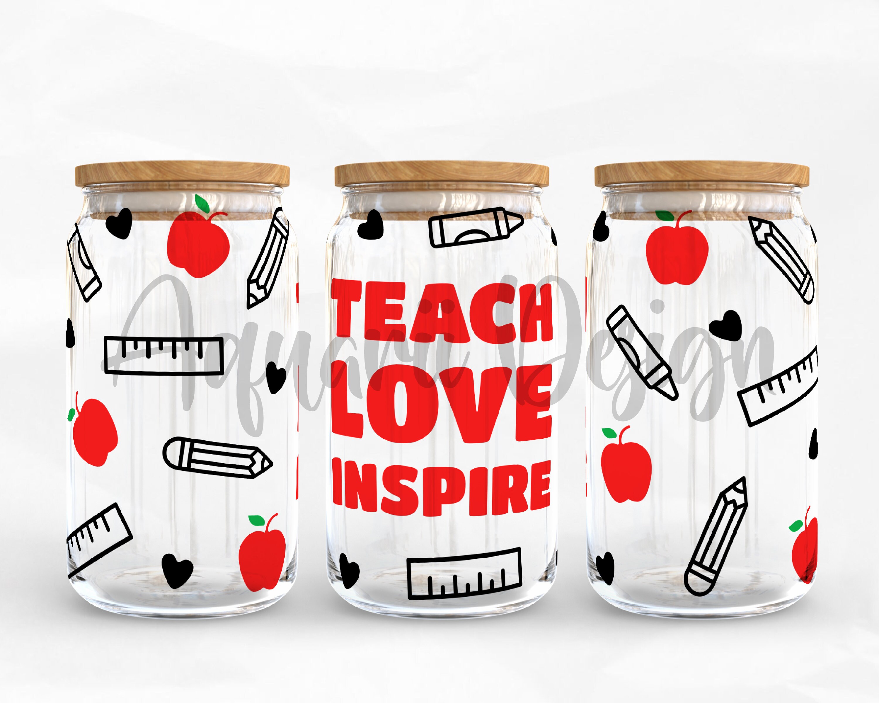 Teach Love Inspire Can Glass Wrap Svg, Teacher Libbey Glass Svg ...