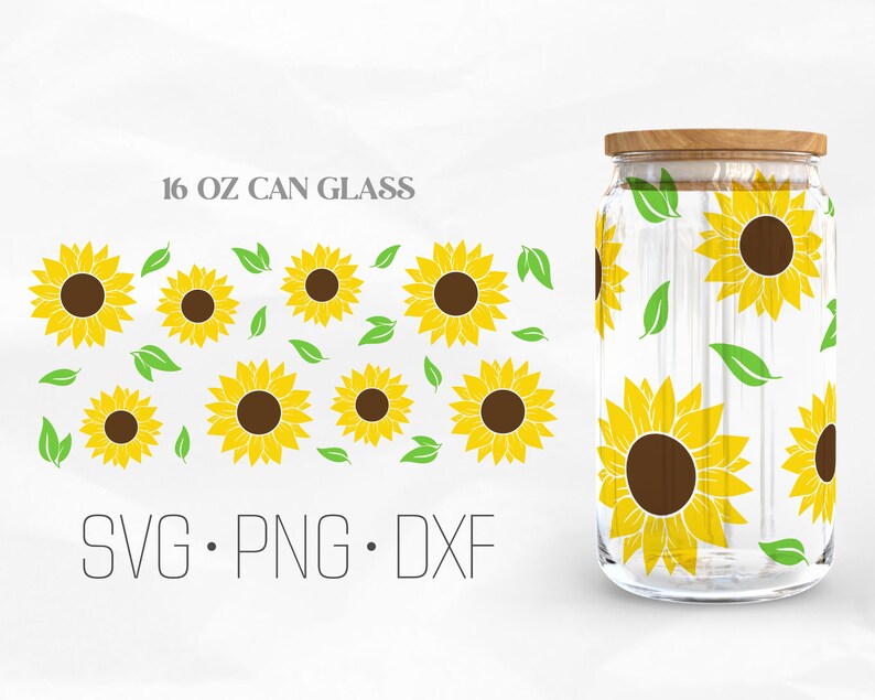 Sunflower Can Glass Wrap Svg, Sunflower Libbey Glass Svg, Flower Svg ...