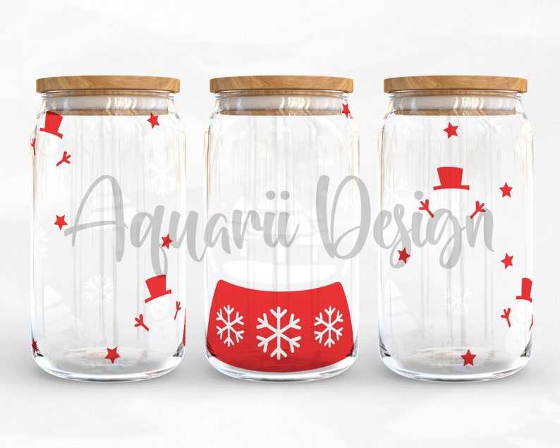 Christmas Snow Globe Can Glass Wrap SVG Winter Can Glass Wrap Etsy
