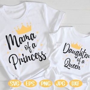 Madre hija SVG, mamá hija svg, mami y yo SVG, mamá vida, mamá de una princesa hija de una reina, mamá e hija, cortar archivos para Cricut