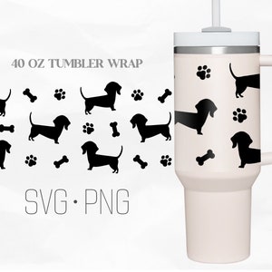 Dachshund dog Tumbler Wrap Svg, Pet dog svg, 40 Oz Quencher Stanley Full Wrap, Svg, Png, DXF files for Cricut