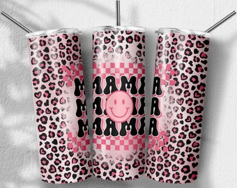 Retro Mama Png, Muttertag Png, Sublimation Designs, Skinny Tumbler 20oz, PNG Datei digitaler Download