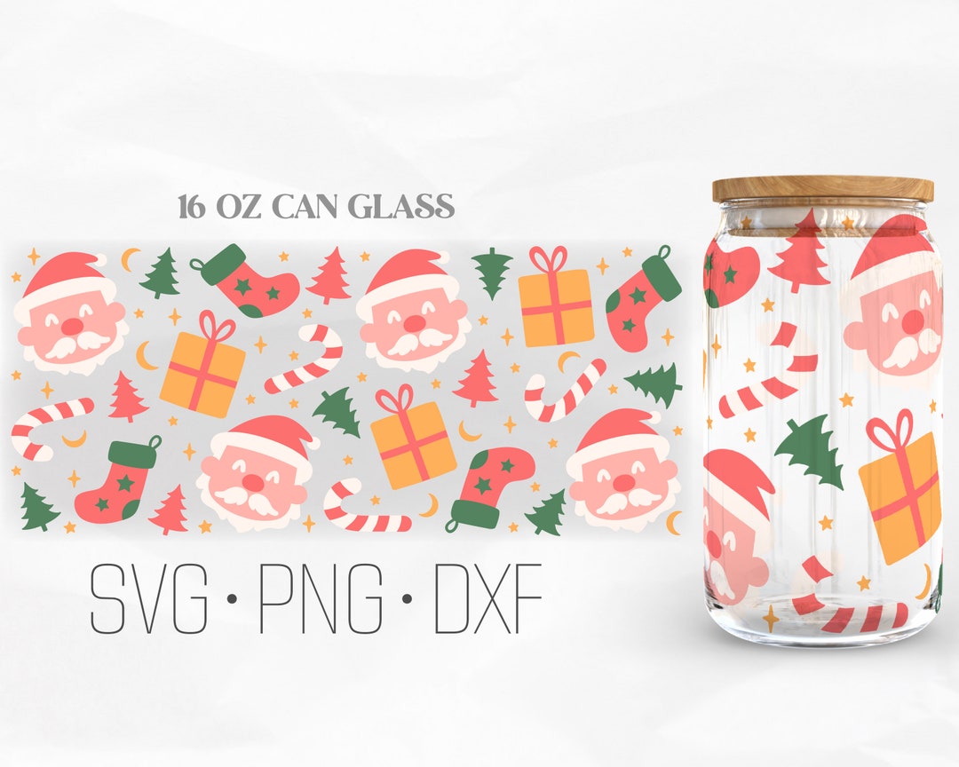 Cute Santa Claus Can Glass Wrap Svg, Christmas Vibes SVG, Christmas ...