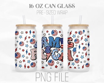 Amerika Can Wrap Png, 4. Juli, Feuerwerk, Amerika 16 Unzen Libbey Glas Dose Tumbler Sublimation Design Digital Png File