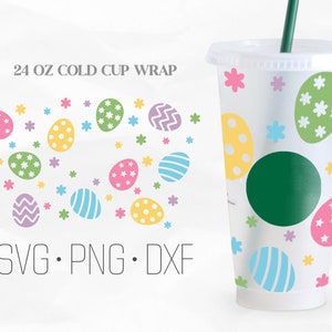 Happy Easter Full Wrap Cup Svg, Easter eggs SVG, Easter SVG, Venti cold Cup 24 Oz, Svg, Png, DXF files for Cricut
