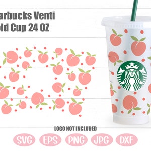 Full wrap starbucks Cut file for 24oz venti cold cup Peach Starbucks Cup Peach Full Wrap SVG,Fruit Peach Starbucks Wrap