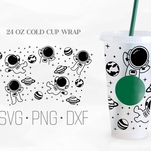 Astronaute et planète Full Wrap, astronaute Cold Cup 24 Oz, Svg, Png, fichiers DXF pour Cricut