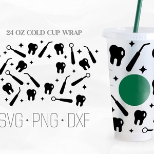 Dental Full Wrap Svg, Dental Fuel svg, Dental Assistant svg, Venti Cold Cup 24 Oz, Svg, Png, DXF files para Cricut