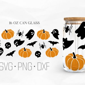 Halloween pumpkin Can Glass Wrap SVG, Halloween Libbey Glass SVG, pumpkin svg, 16oz Libbey Wrap Svg, Svg, Png, DXF files for Cricut