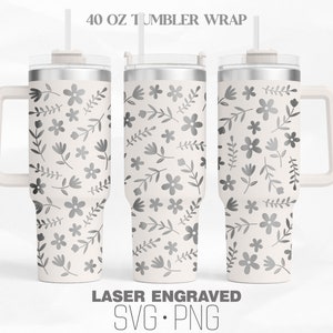Spring Floral Laser Engraved Tumbler Wrap Svg, Flower svg, wildflower svg, 40Oz Tumbler Wrap, Digital Download, Svg, Png File