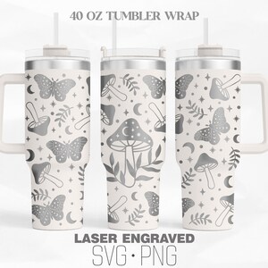 Celestial Mushroom Laser Engraved Tumbler Wrap Svg, Mushroom svg, 40Oz Tumbler Wrap, Digital Download, Svg, Png File