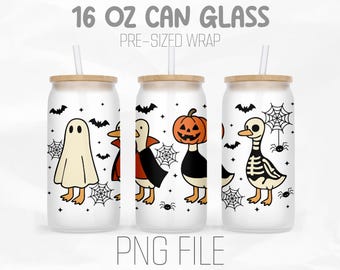 Just a Spooky Goose Libbey 16oz glas kan inpakken png, Halloween Goose png, Ghost Vampire Skeleton png, sublimatieontwerp