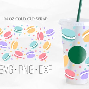Macaroon Full Wrap Cup svg ,macaroon Svg, Bakery Svg, Macaroon,Venti Clod Cup 24 Oz, Files for Cricut
