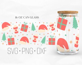 Christmas Season Can Glass Wrap Svg, Coffee Christmas SVG, Xmas Holiday Svg, Libbey Glass, 16oz Can Wrap, Svg, Png, DXF files for Cricut