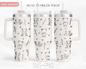 Cute panda Engraved Tumbler Wrap Svg, 40Oz Tumbler Wrap, Digital Download, Svg, Png