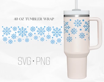 Snowflake Tumbler Wrap Svg, Christmas svg, Funny Christmas 40 Oz Quencher Stanley Full Wrap, Svg, Png, files for Cricut