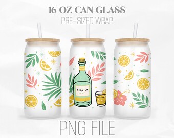 Envoltura de lata de bebida de verano Png, Tequila Png, Margarita Png, Beach Vibes Png, Summer Libbey Glass Can Tumbler Sublimation Design Digital Png File