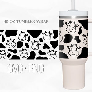 Stanley 40 Oz. Handled Cow Print Tumbler Cowhide Glitter Cup Cow Spot  Monogram Tiktok Farmhouse Western Black, Brown, & White Cow Print 