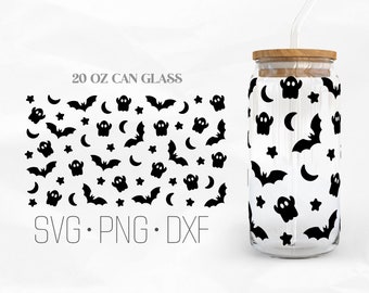 Bat Halloween Can Glass Wrap SVG, Halloween Libbey Glass SVG, Halloween svg, bat svg, 20oz Libbey Wrap Svg, Svg, Png, DXF files for Cricut