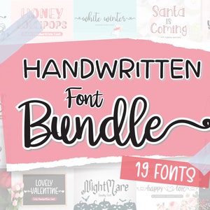 Paquete de fuentes / 19 fuentes para artesanos, fuentes lindas, fuentes extravagantes, fuentes suaves, fuentes digitales, fuentes de script, fuentes manuscritas