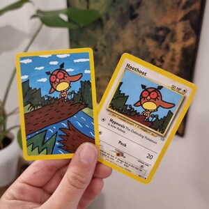Carta de Pokémon HOOTHOOT pintada à mão - Arte personalizada de Neo Genesis - Presente exclusivo para colecionadores - Arte de fã personalizada de TCG